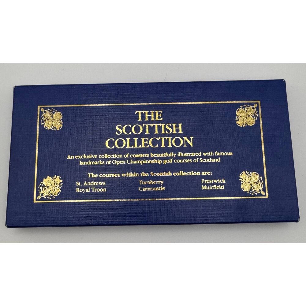 Vintage The Scottish Collection Golf Coasters Set of 6 Boxed St Andrews Troon